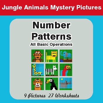 Number Patterns: Misc Operations - Color-By-Number Math Mystery Pictures