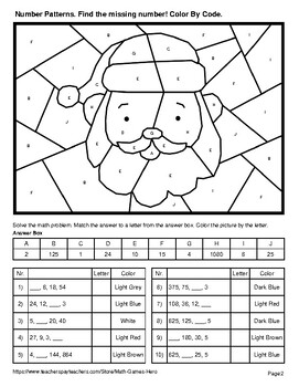 Number Patterns: Multiplication & Division - Christmas Color by Code ...