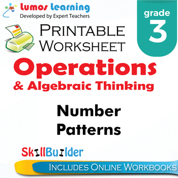 number patterns printable worksheet grade 3 by lumos learning tpt