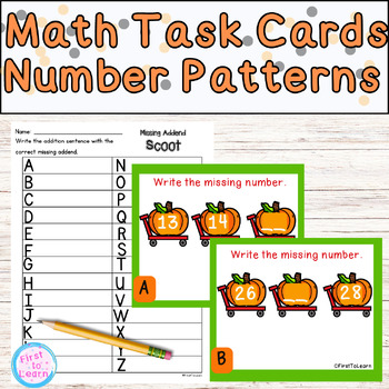 Preview of Number Patterns SCOOT Game or Task Cards Halloween First Grade