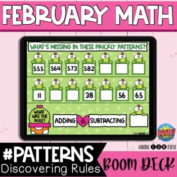 Preview of Number Patterns Sequencing | BOOM Cards | FEBRUARY | Digital Math Centers