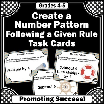 Preview of Number Patterns Task Cards Game SCOOT 4th 5th Grade Math Centers 4.OA.C.5 5.OA.B