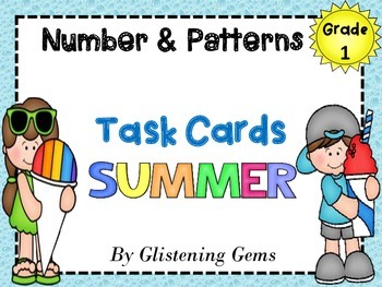 Preview of Summer First Grade Math Task Cards