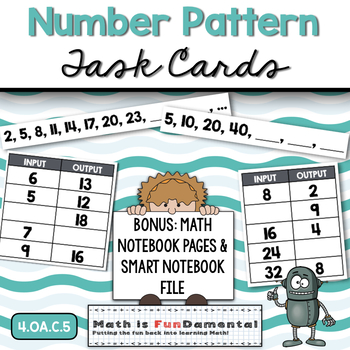 Preview of Number Patterns Task Cards | Printable & Digital  - CCSS  4.OA.C.5