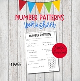 Number Patterns Worksheet, Number Patterns Review Math Worksheet
