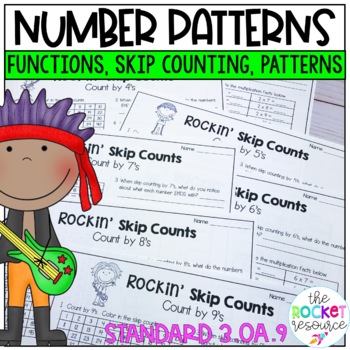 Preview of Number Patterns Worksheets | Skip Counting Multiplication | Function Tables