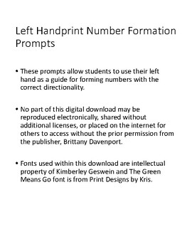 Preview of Number Poems with Left Hand Prompt 0-5 Freebie