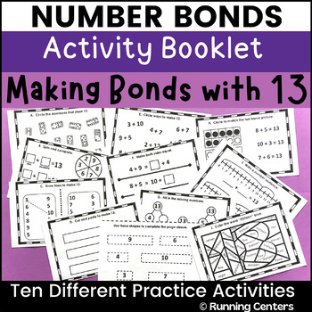 Preview of Number Bonds with 13 Math Workbook - Composing Decomposing Numbers