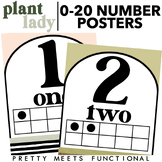 Number Poster 0-20 for Math - Classroom Decor - Boho Plant