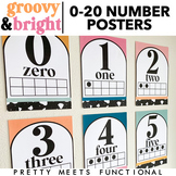 Number Poster 0-20 for Math - Classroom Decor - Bright Retro