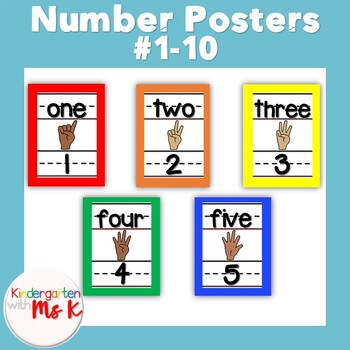 Preview of Number Poster #1-10 Rainbow Color Order Borders