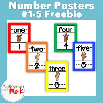 Preview of Number Poster Freebie #1-5