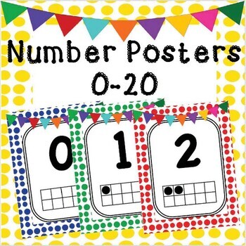 Number Posters 0-20 by Conrad's Kindergarten Resources | TpT