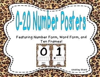 Preview of Number Posters 0-20 - Cheetah Print