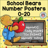 Number Posters 0-20 School Bears Theme