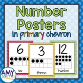 Number Posters (0-20) in Primary Chevron