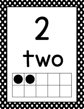 number posters 0 20 with ten frames and flash cards black and white