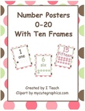 Number Posters 0-20 with Ten Frames in Polka Dots
