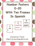 Number Posters 0-20 with Ten Frames in Polka Dots in Spanish