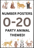 Number Posters 0 to 20 - PARTY ANIMAL THEMED