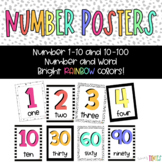 Number Posters | 1-10 and 10-100 | BRIGHT, FUN, RAINBOW, B
