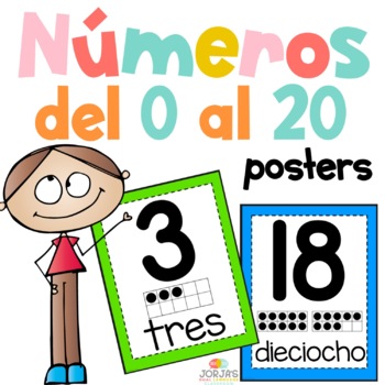 Preview of Number Posters 1-20 SPANISH Números del 1 al 20 Carteles con marcos de diez