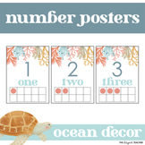 Number Posters 1-20 with Ten Frames in Ocean Theme Under The Sea