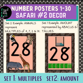 Preview of Number Posters 1-30 Safari #2 Set