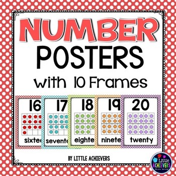 Preview of Number Posters 1 to 20 (With Ten Frames)