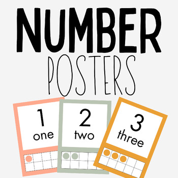 Number Posters 1 to 20 with Ten Frames | Boho Neutral Classroom Decor