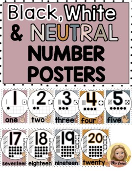 Preview of Number Posters- Black, White & Neutral Decor