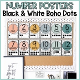 Number Posters Black and White Boho Dots Classroom Decor