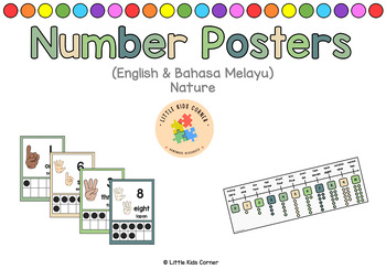 Preview of Number Posters (English & Malay) - Nature Theme | Little Kids Corner
