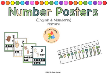 Preview of Number Posters (English & Mandarin) - Nature Theme | Little Kids Corner