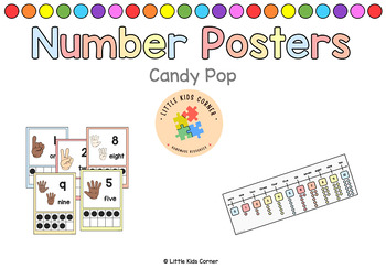 Preview of Number Posters (English only) - Candy Pop Theme | Little Kids Corner