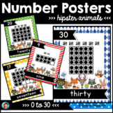 Number Posters 0-30 Hipster Animals Classroom Decor