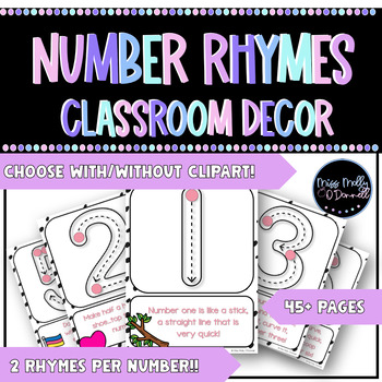Preview of Number Formation Rhyme + Number Poems | Spotty Black and White Classroom Decor