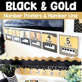 Number Posters and Number Line- Black and Gold Classroom Decor