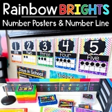 Number Posters and Number Line-Bright Rainbow Classroom De