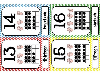 number posters and cards 1 20 primary chevron ten frame counting