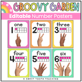 Number Posters with Hand Visuals | Groovy Garden | Editable