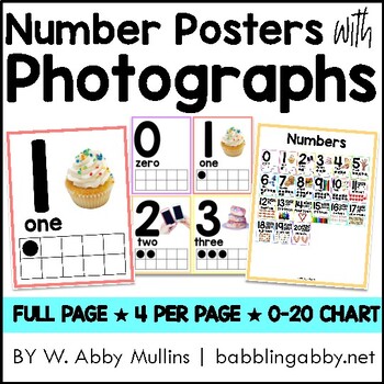 Preview of Number Posters with Photographs for Preschool, Kindergarten, and First Grade