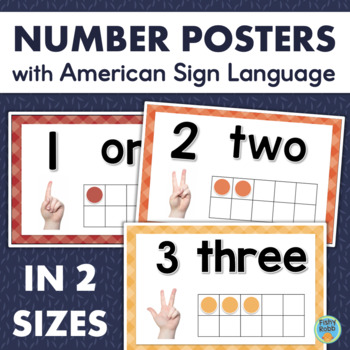 Preview of ASL Sign Language NUMBER POSTERS With Ten Frames 1 to 10