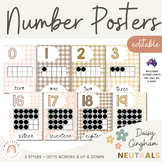 Number Posters with Ten Frames | Daisy Gingham Neutrals | 