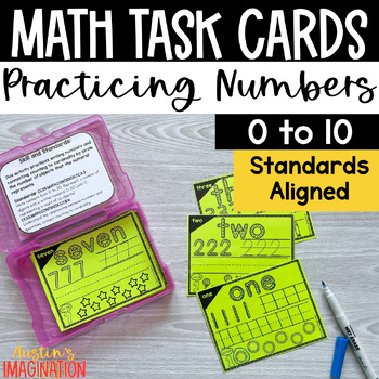 Preview of Number Practice 0 to 10 - Kindergarten Math Center Task Cards