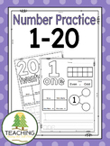 Number Practice 1-20 - No Prep Worksheets