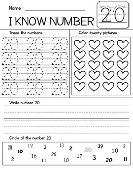 Number Practice 1-20 by MissMissG | Teachers Pay Teachers