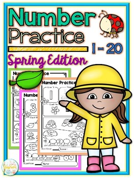 Preview of Number Practice 1-20 Spring Edition