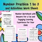 Number Practice 1 to 9 and Activities Work Sheet
