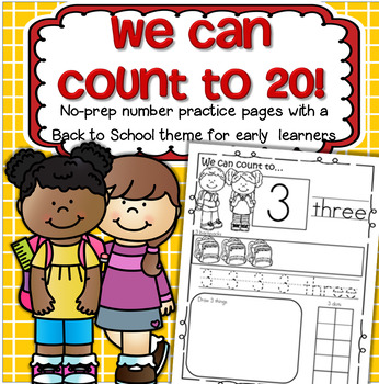 Preview of BACK TO SCHOOL Number Sense Printables 1-20 Counting Recognition Tracing No Prep